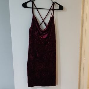 Lulu's Deep Burgundy Velvet Backless Dress